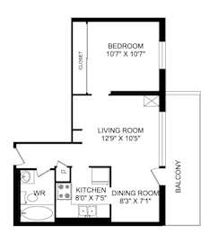  Floor Plan A - Junior One Bedroom