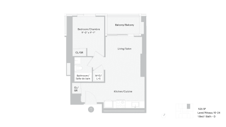 a floor plan of a house with a bedroom and a living room
