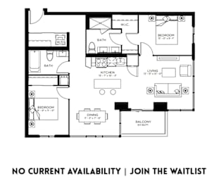A black and white image of a floor plan for an apartment.