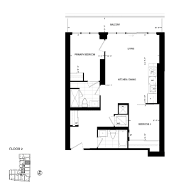 a floor plan of a house with a bedroom and a living room