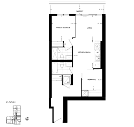 a floor plan of a 1 bedroom floor plan with a bathroom and a living room