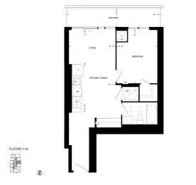 a floor plan of a small house with a bedroom and a living room