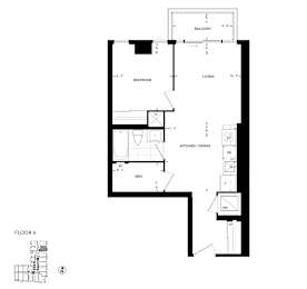 a floor plan of a house with a floor asymmetrical
