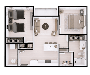 A black and white image of a floor plan of a house.