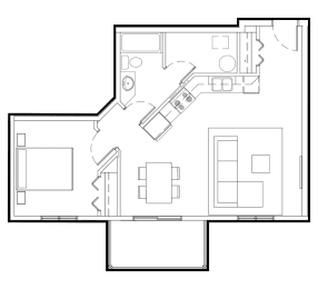 floor plan of the first floor of a small house