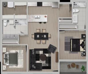 a floor plan of a house with a bedroom and a living room