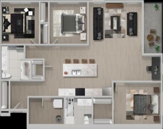 a floor plan of a house with a bedroom and a kitchen