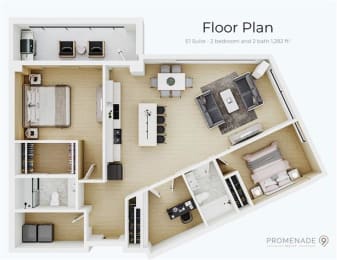 a floor plan of a house with a bedroom and a living room