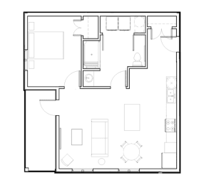 a floor plan of a house with a door and a window