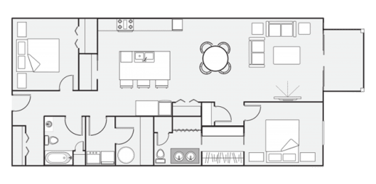 a floor plan of a house with a bedroom and a living room