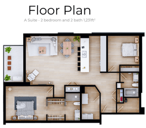 a floor plan of a bedroom and a living room
