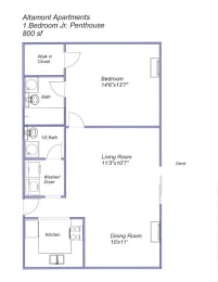 JR Penthouse Floor Plan at Altamont Apartments, Rohnert Park, CA