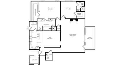 Floor Plan  A black and white image of a floor plan for a house.