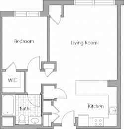 Floor Plan  1 Bedroom 1 Bath