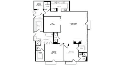 Floor Plan  A black and white image of a house floor plan.