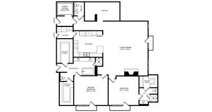 Floor Plan  A black and white image of a house floor plan.
