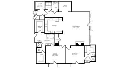 Floor Plan  A black and white image of a floor plan for a house.