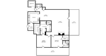 Floor Plan  A black and white image of a floor plan for a house.