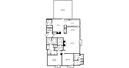 Floor Plan  A floor plan of a house with a garage and a living room.