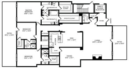 Floor Plan  A black and white image of a house floor plan with rooms labeled.