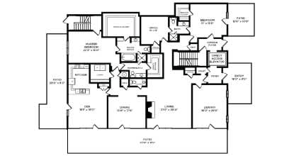 Floor Plan  A black and white image of a house floor plan.