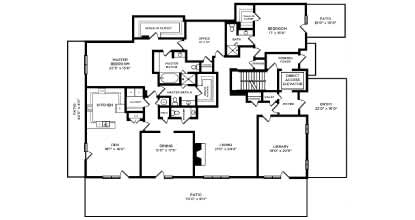 Floor Plan  A black and white image of a house floor plan.