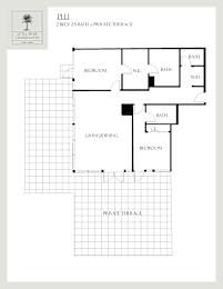 Floor Plan  A floor plan for a 2 bedroom, 2.5 bath home with private terrace.