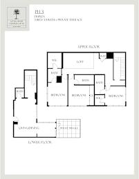 Floor Plan  A floor plan for a PH3 duplex apartment with three bedrooms and three bathrooms.