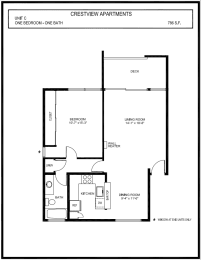 Crestview - 1 Bed 1 Bath Floorplan C