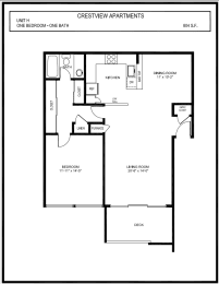 Crestview - 1 Bed 1 Bath Floorplan H