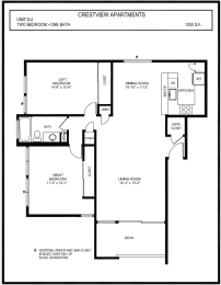 Crestview - 2 Bed 1 Bath Floorplan D2