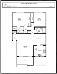 Crestview - 2 Bed 2 Bath Floorplan D