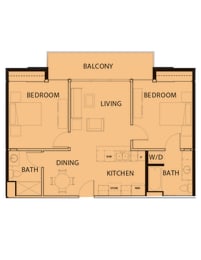 a floor plan of a house with an open floor plan with bedrooms and a kitchen