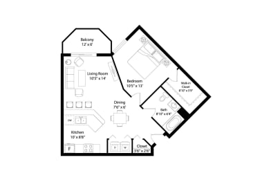 A2 Regency 1 Bed 1 Bath Apartment