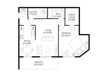 1 bed 1 bath F at The Bosk Apartment Homes, Woodbury
