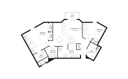 a floor plan of a home with bedrooms and baths