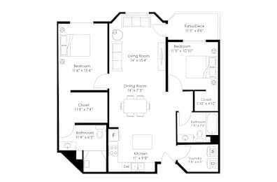 a floor plan of a 1 bedroom floor plan