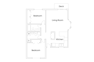 a floor plan of a house with a bedroom and a living room