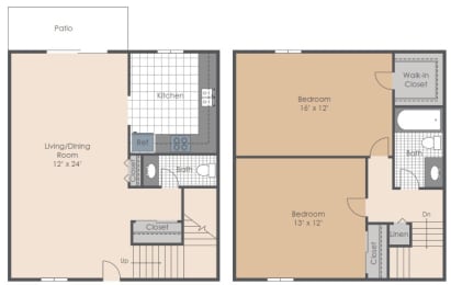 a floor plan of a 1 bedroom apartment