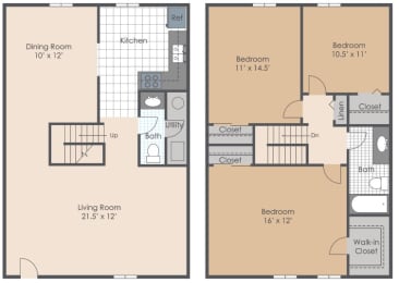 a floor plan of a 2 bedroom apartment