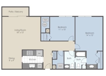 blueprint of a 1 bedroom apartment