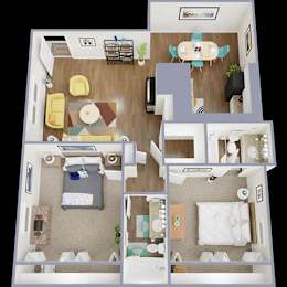 2B Floor Plan at La Bella Apartments, Texas, 76116