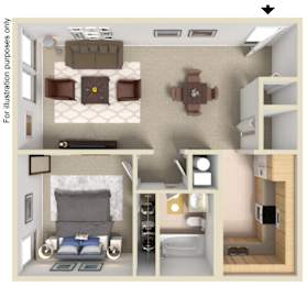A series of images showing different room layouts for illustration purposes.