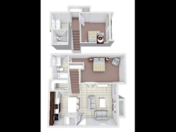 2Bed 2Bath Floor Plan at Avia Lofts at Founders Road, Indiana