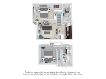 2Bedroom Floor Plan at AVIA Apartments at 110th Street, Kansas, 66211
