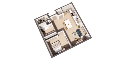 A1 BR 2 floorplan at Paperbox Lofts, Salt Lake City