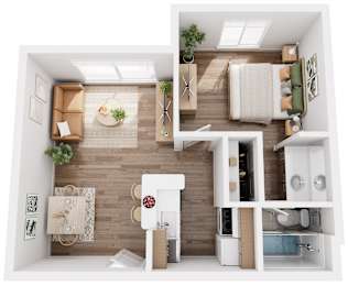 1Bedroom Apartment Floor Plan at AVIA Apartments On Alpha, Dallas, TX, 75240