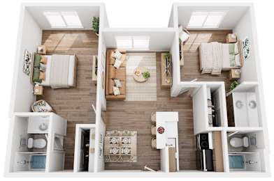 2 Bed Floorplan at AVIA Apartments On Alpha, Dallas, TX