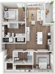 Hydrogen Max Floor Plan at SevenO2 Main Apartments, Salt Lake City, 84101