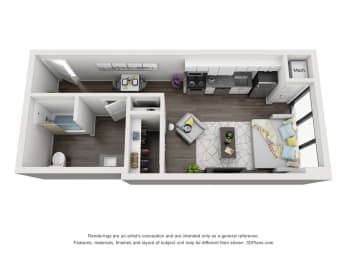 Studio 1 bath at Brickside Heights Apartments, Utah, 84106